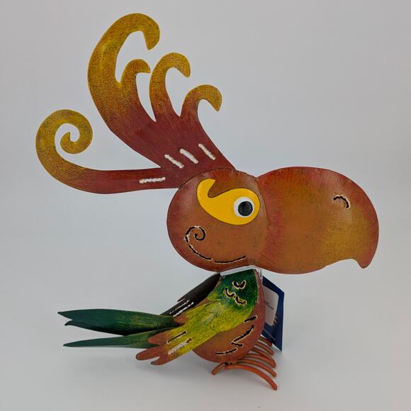 Garden Bird Metal Sculpture Pier 1 Parrot Cockatoo Decor Wacky Whimsical Art 12" - Picture 3 of 9